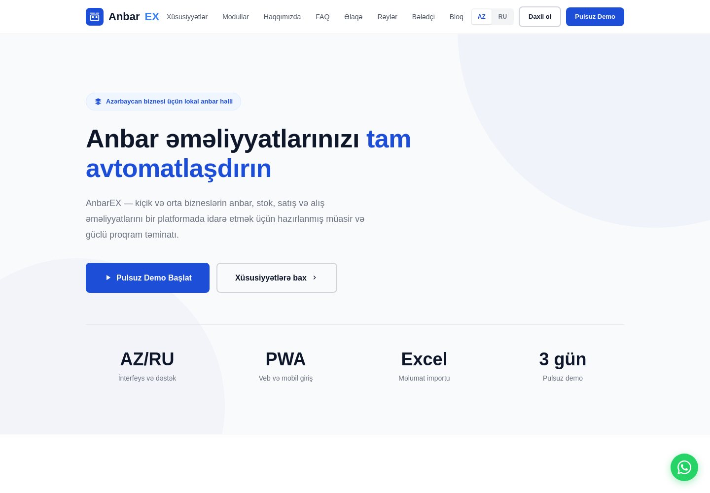 Anbarex — Layihəyə bax